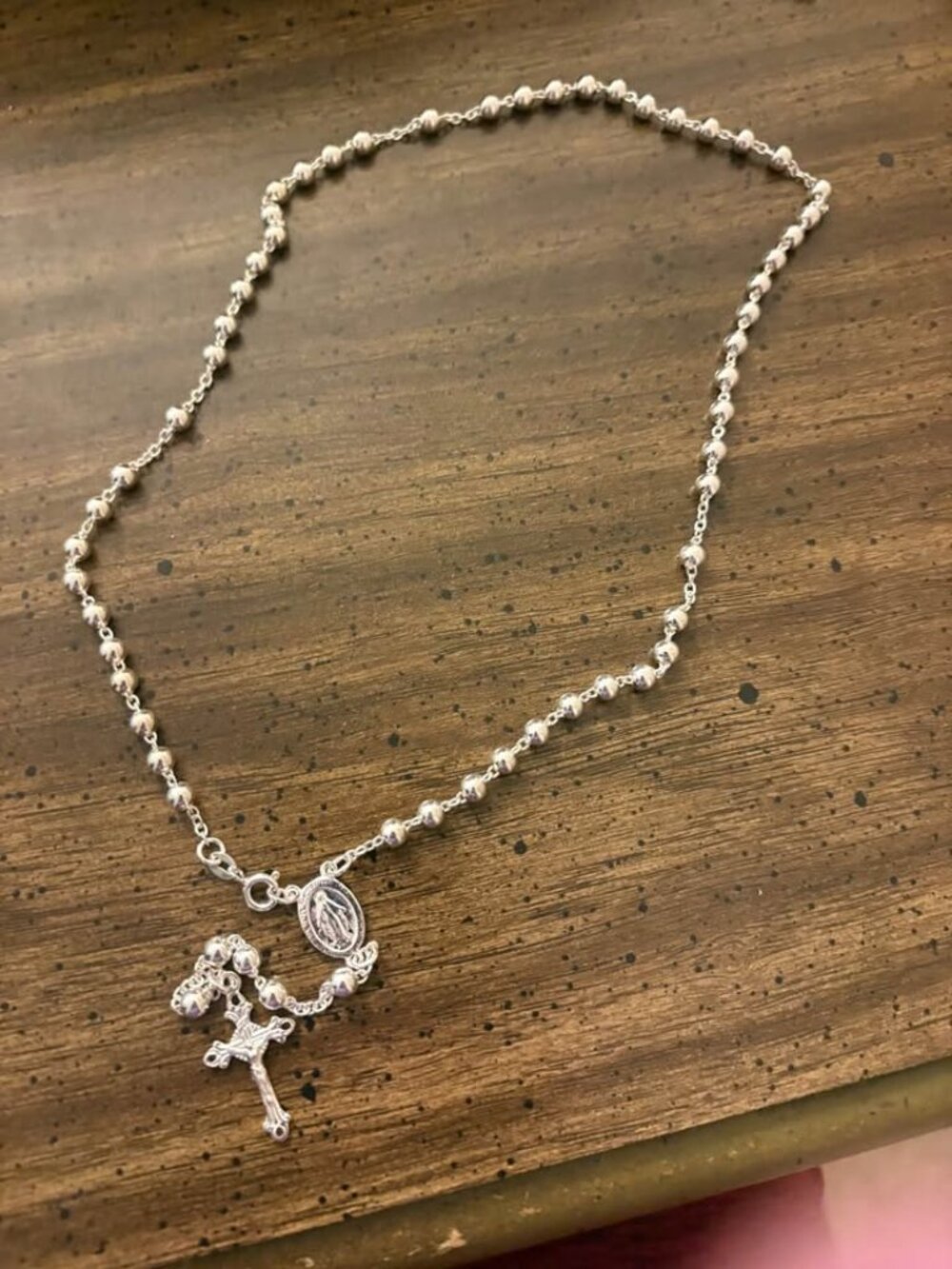 NEW 925 Sterling Silver Rosary 22” 24.4g Miraculous Medal Crucifix Italy